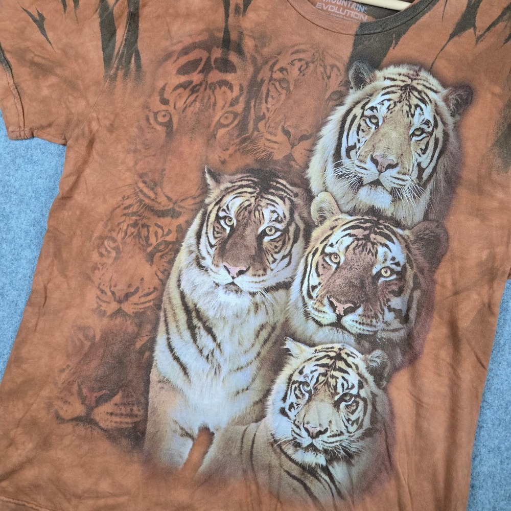 The Mountain Evolution Tiger Graphic Shirt Mens XXL Orange Tie Dye Wildlife Tee - Picture 2 of 7